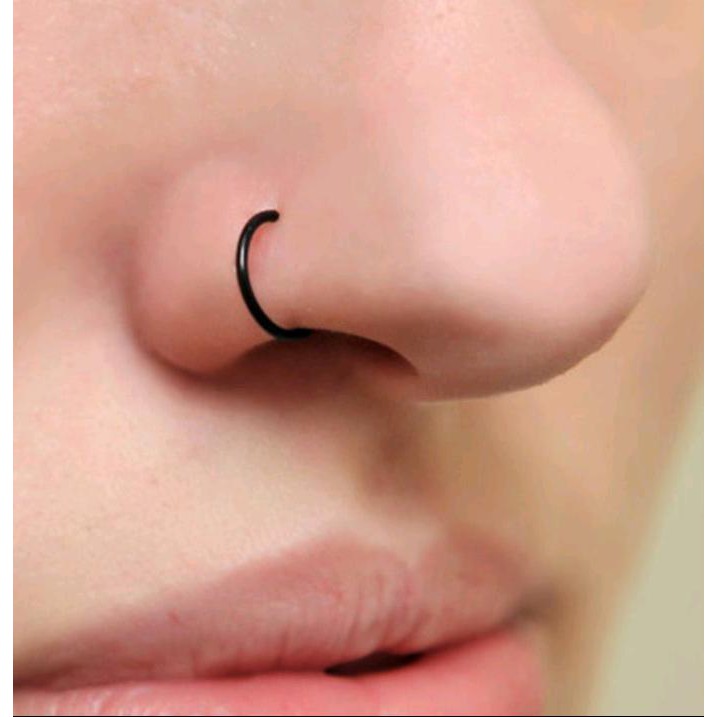 Piercing Nariz Nostril Argola Falso Fake Preto Silicone Flexível