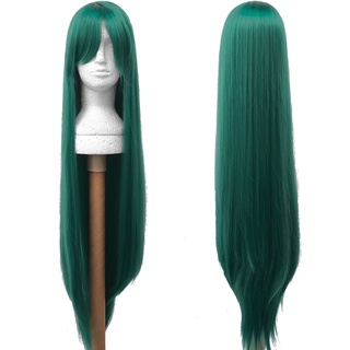 Peruca Verde Escuro Longa Lisa 100cm Cosplay Wig