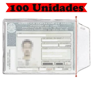 Kit 100 Capas Porta Documentos CNH Tamanho 6,5x9cm Plástico Resistente Transparente Cristal ACP Aba em Oferta na Shopee