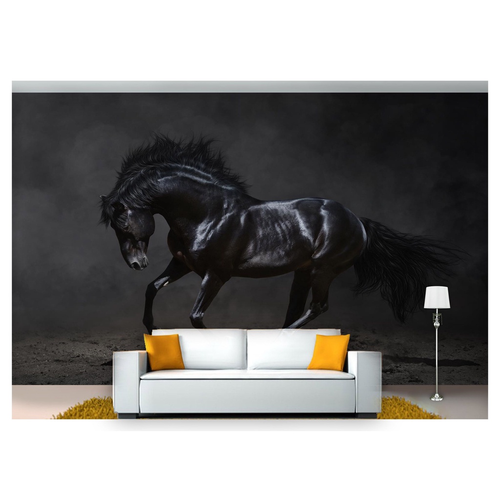 papel de parede Animais Cavalo Negro 3D 6m² ANM106