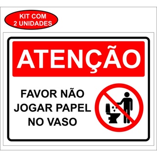 Kit2 Placa Sinalização Não Jogar Papel No Vaso Pvc em Oferta na Shopee