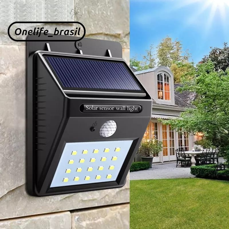 Luminária Solar 30 Led Com Sensor Jardim