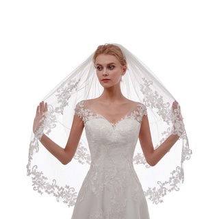 Nova Borda Branco Marfim Véu Do Casamento De Noiva Com Pente Acessórios 1.5 M Curto Das Mulheres De Renda
