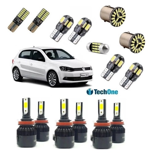 Kit Lampadas Super Led Techone Premium Gol Voyage G5 G6 G7 em Oferta na Shopee
