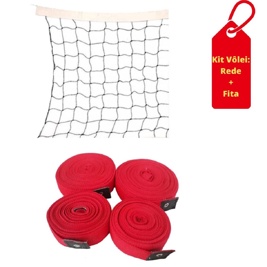 Kit Vôlei 05 - Rede de Vôlei 2 faixas 9,5 metros + Demarcação de Vôlei Praia 1Fit