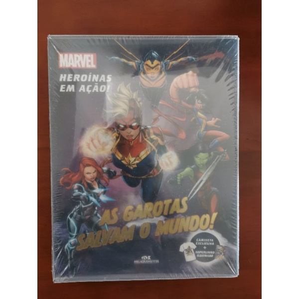 Kit: As Garotas Salvam o Mundo - Camiseta Exclusiva + Super livro Ilustrado - Marvel