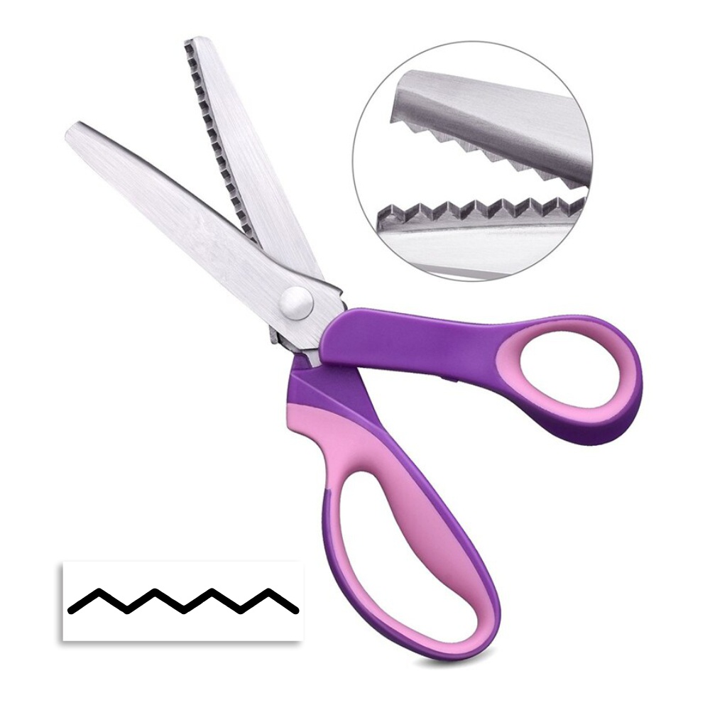 Tesoura De Picotar Premium 9.5" Cabo Soft  Artesanato Papel Eva Tecido