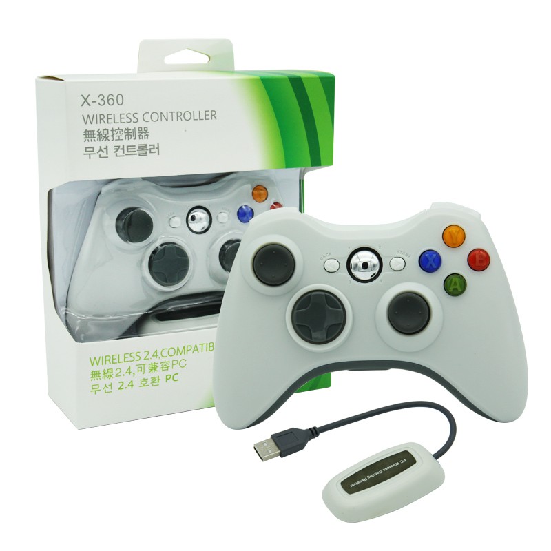 Controle Sem Fio Xbox 360 Para Computador Notebook Playstation 3 + Receiver Branco