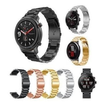 Pulseira Em Aço Inox 3 Elos compatível com Pace Stratos Gtr e Gear S3 - 22 MM