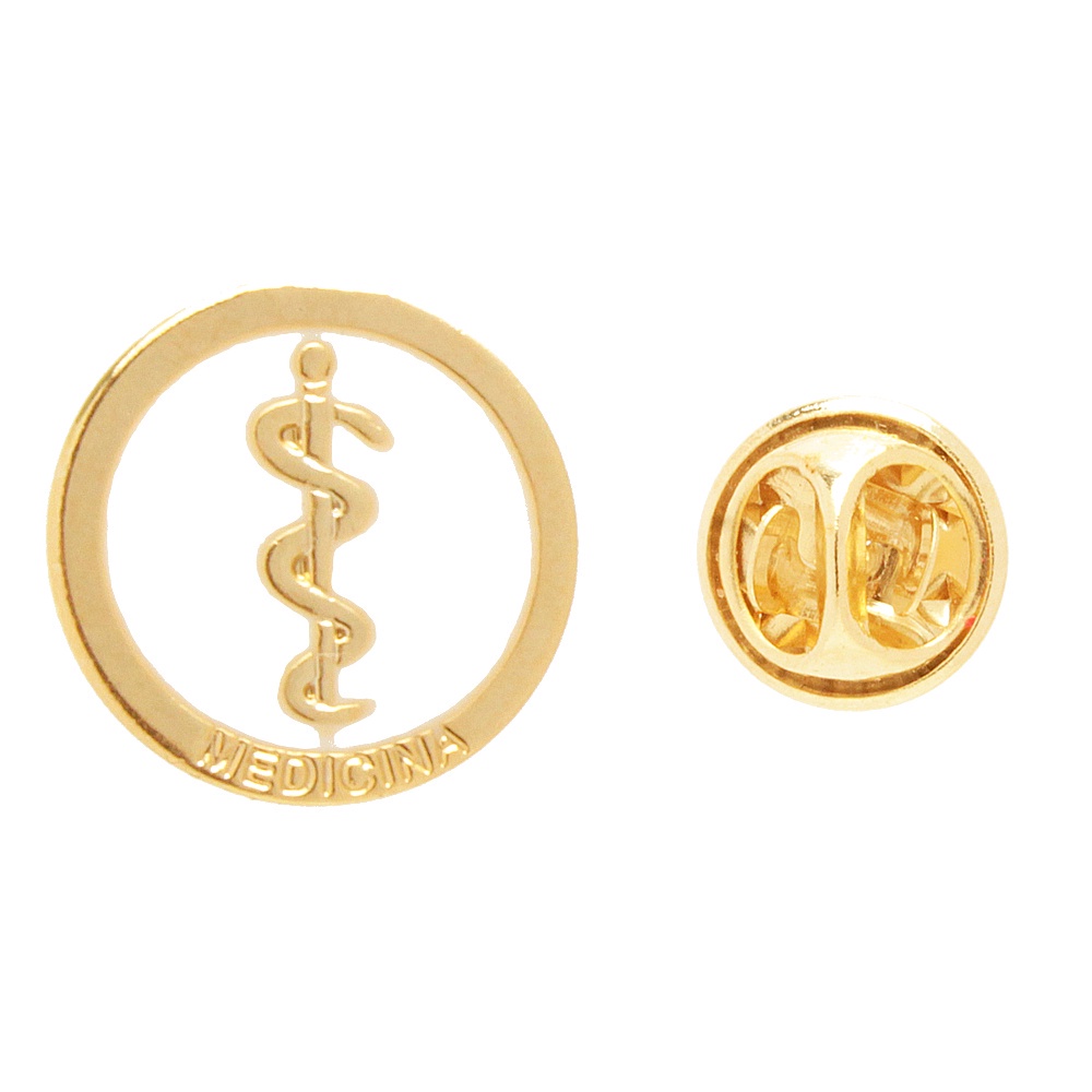 Broche medicina medica folheado em ouro 18k em Oferta na Shopee