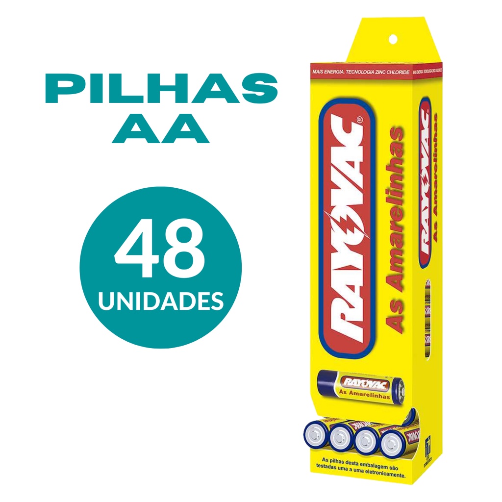 Pilha AA Comum 48 Und Rayovac Amarelinhas
