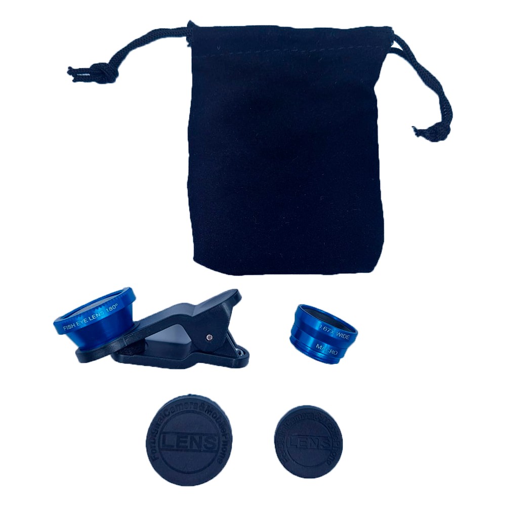 Conjunto de Lentes 2 em 1 para Celular: Grande Angular 180° e Macro com Clip