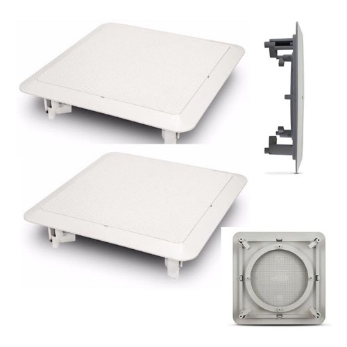 Kit 2Un Arandela de Embutir Quadrada 6 Polegadas Tela de Plástico sem Alto Falante para Gesso Pardes