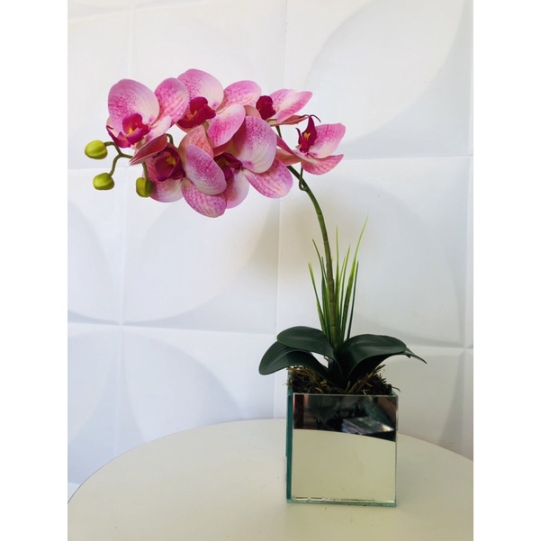 Orquídea 3d Artificial Em Vaso Espelhado Arranjo Decoração | Shopee Brasil