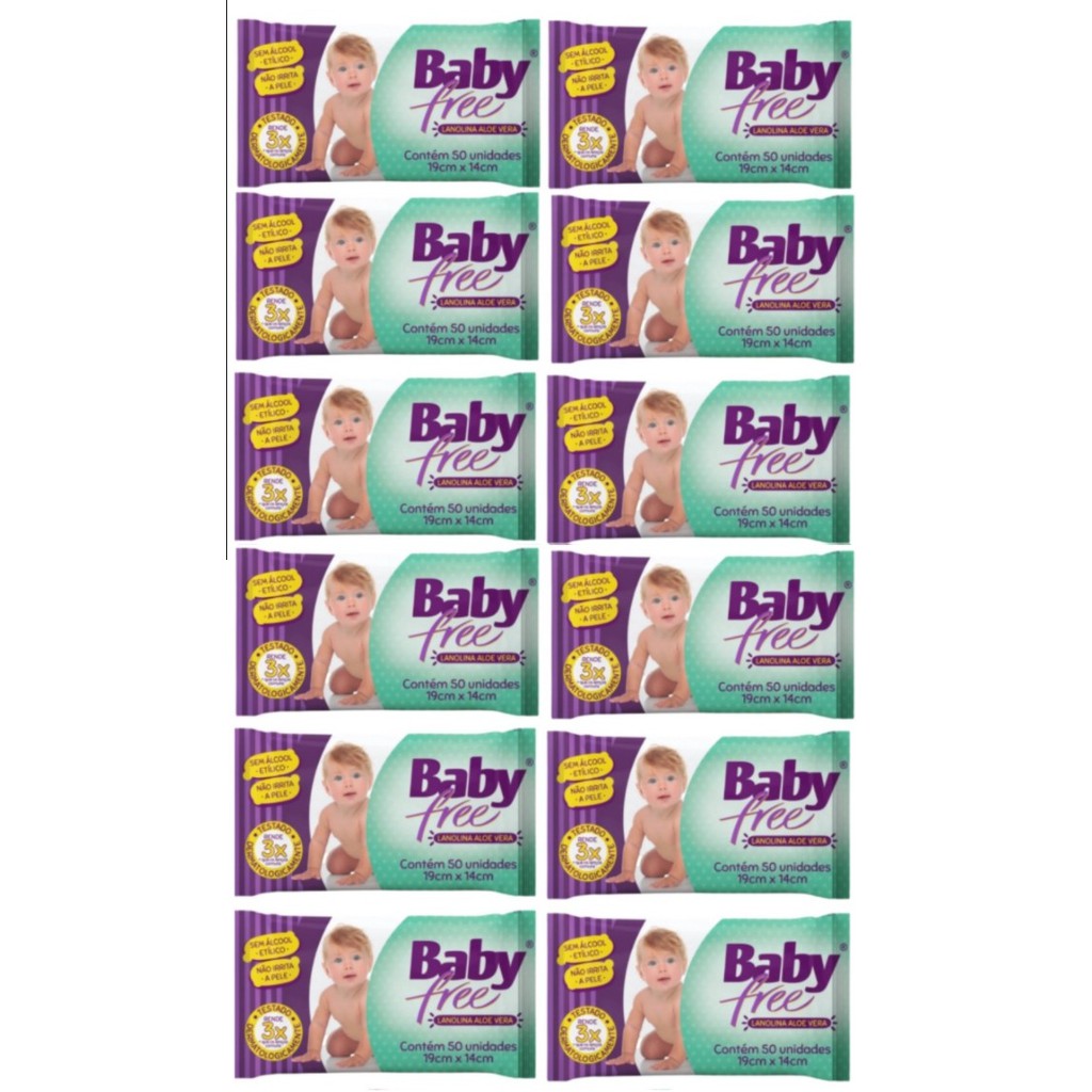 Kit com 10 Lenços Umedecidos Baby Free Toalha Umedecida Qualybless 10 Pacotes com 50 unidades em Oferta na Shopee