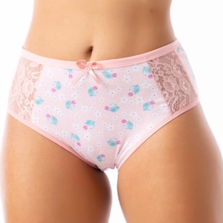 Kit 4 Calcinha modelo Laura Calçola Cintura Alta Com Detalhe em Renda Forro 100% Algodão