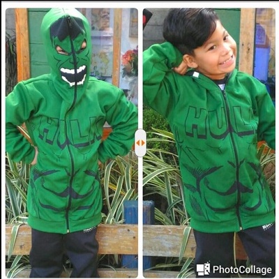 Blusa de frio Hulk / casaco infantil com capuz-máscara diversos personagens Heróis