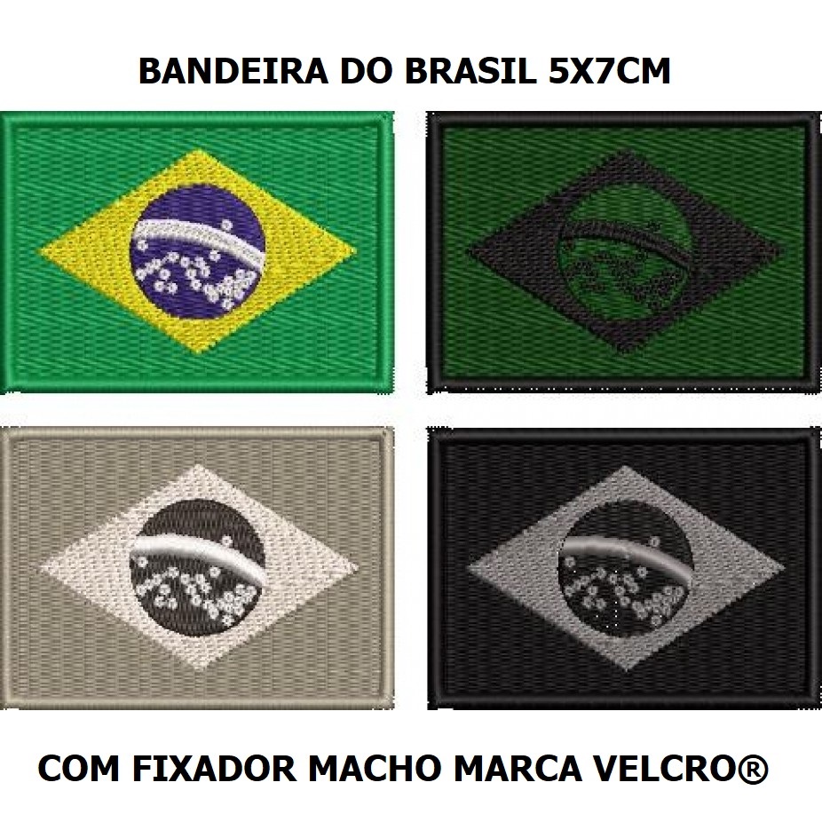 Patch Bordado Atack Militar Bandeira do Brasil com Velcro