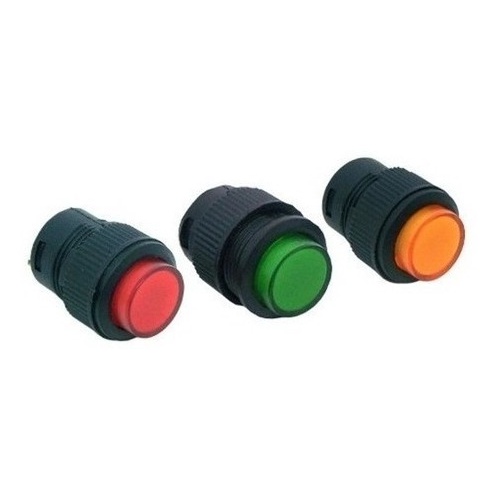 50x Chave Botão C/trava C/neon R16-503 4t Vm/am(escolha Cor)