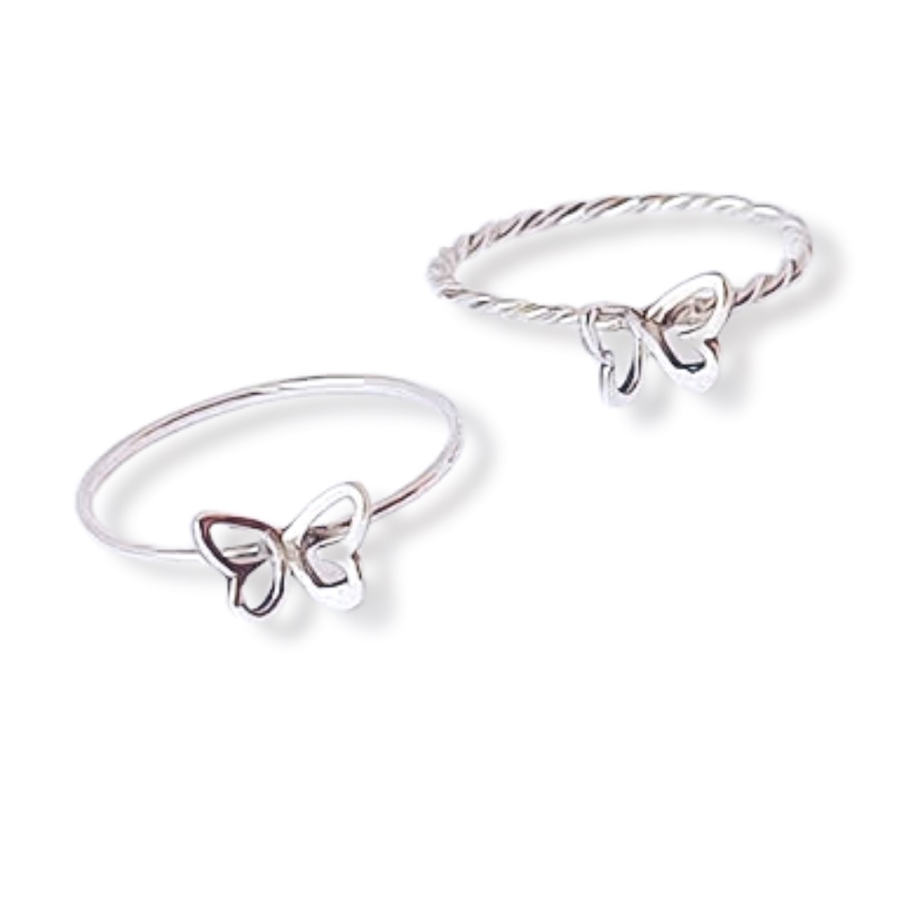 Anel Borboleta Prata 925 Legítima Fio Liso ou Torcido Delicado Feminino Minimalista Fashion com Garantia