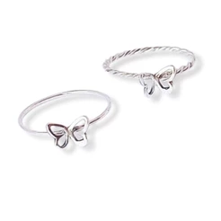 Anel Borboleta Prata 925 Legítima Fio Liso ou Torcido Delicado Feminino Minimalista Fashion com Garantia