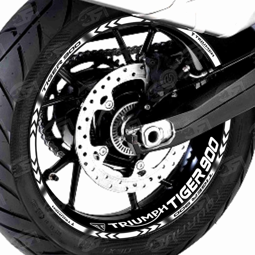 Adesivo Friso Refletivo Roda Moto Triumph Tiger 900 GT PRO Tiger 900 Rally PRO + Adesivos Internos M01 branco