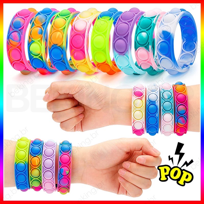 Kit Pulseiras Fidget Pop It – Elas são perfeitas para presentear crianças, decorar lembrancinhas de aniversário