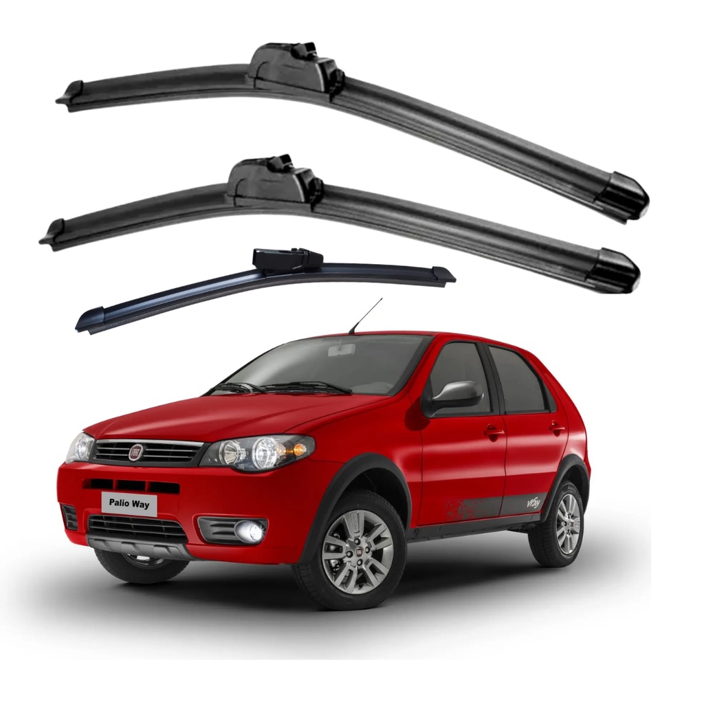 Kit 3 Palhetas Limpador De Parabrisa Dianteiro + traseiro Fiat Palio G3 / G4 2004 á 2015