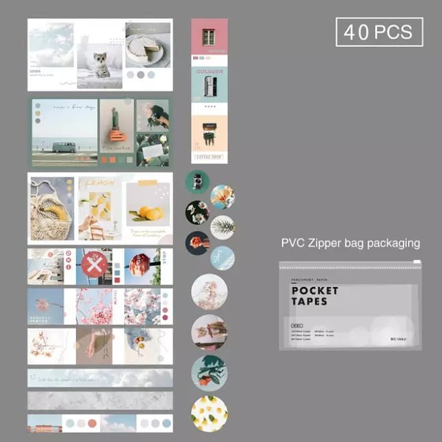 bolsinha zip  lock com adesivos retrô coloridos