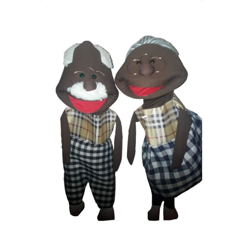 kit Fantoches Plus de Mão Vovó afro  e  Vovô afro  de Espuma