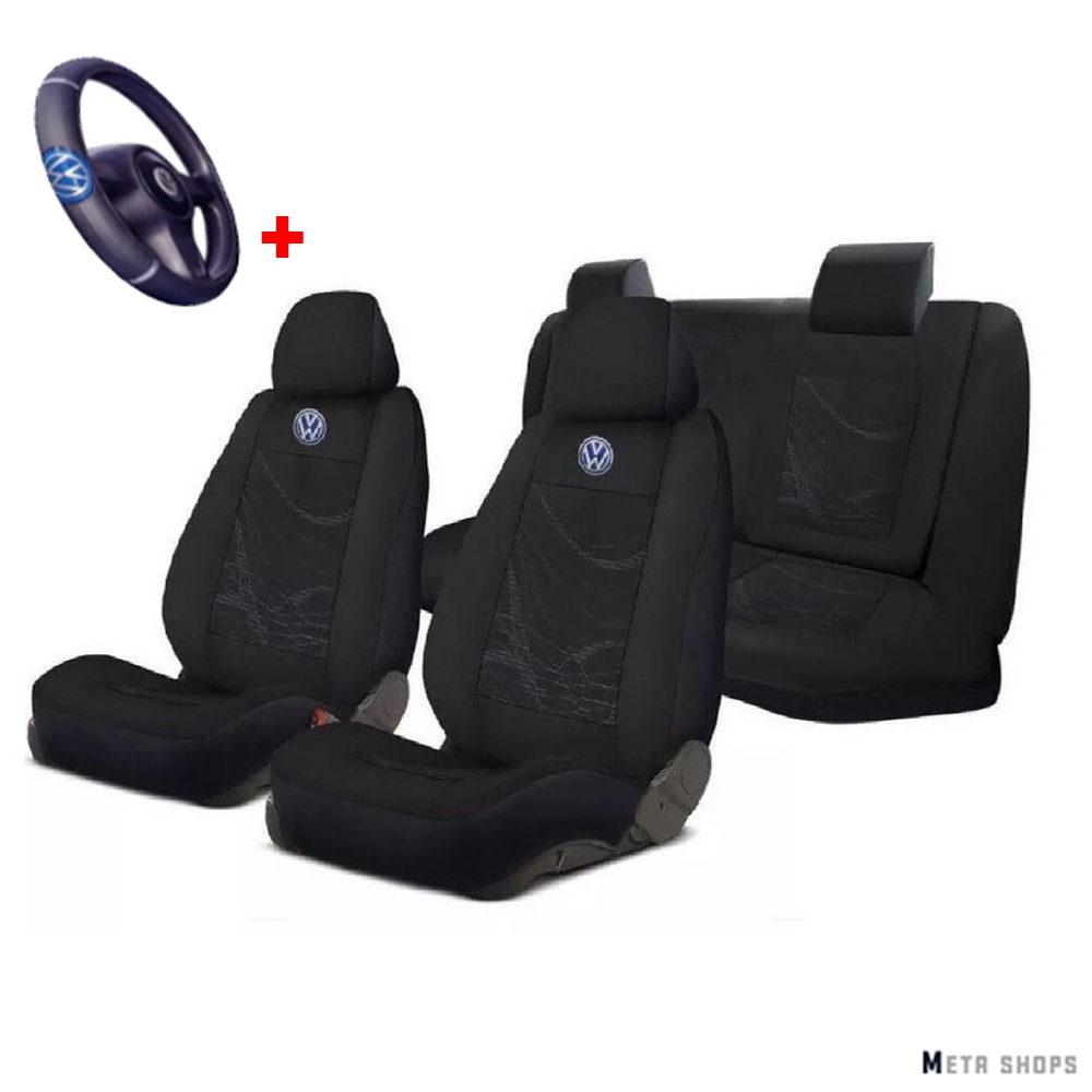 Capa Banco Carro Tecido Grosso + Capa de Volante Gol Voyage Polo
