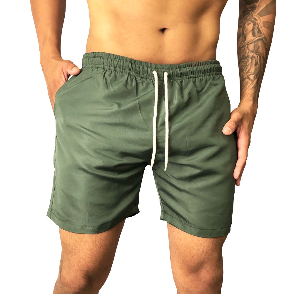Short Masculino New Basic Bermuda Shorts Masculino Mauricinho Liso Básico Tactel Praia
