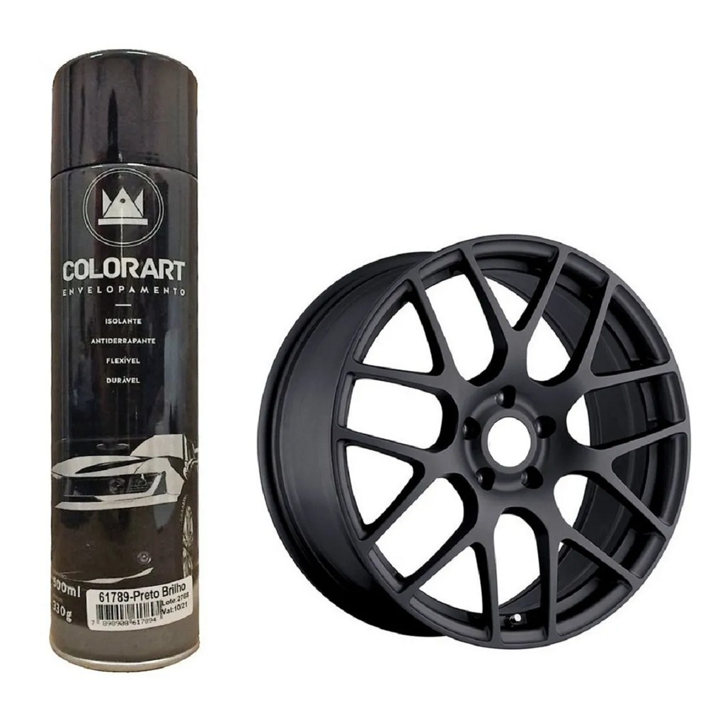 01 Spray para Envelopamento preto SEMI-FOSCO Colorart 500 ml.