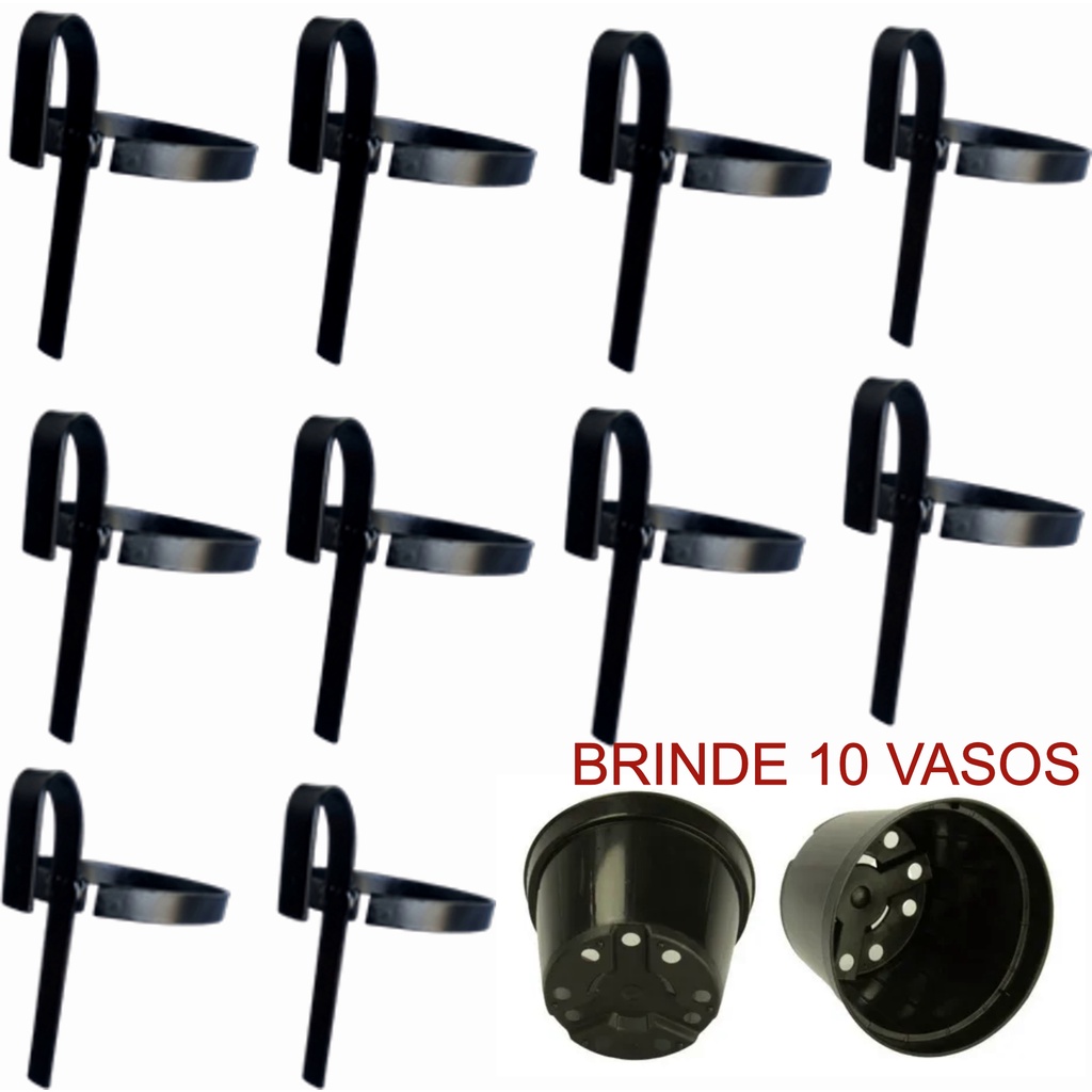 Kit Suportes De Vaso Flores Parede Vertical 10 Un + Brinde em Oferta na Shopee