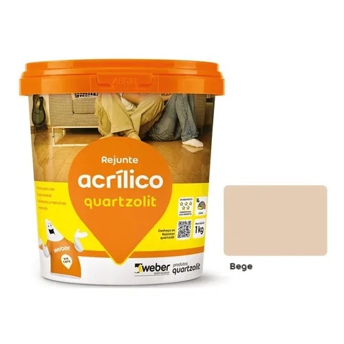 Rejunte Acrílico 1kg Pronto Quartzolit Anti Fungo - Bege