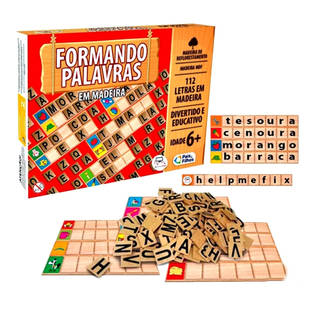 Jogo Pedagógico Madeira Formando Palavras 112 Letras em MDF em Oferta na Shopee