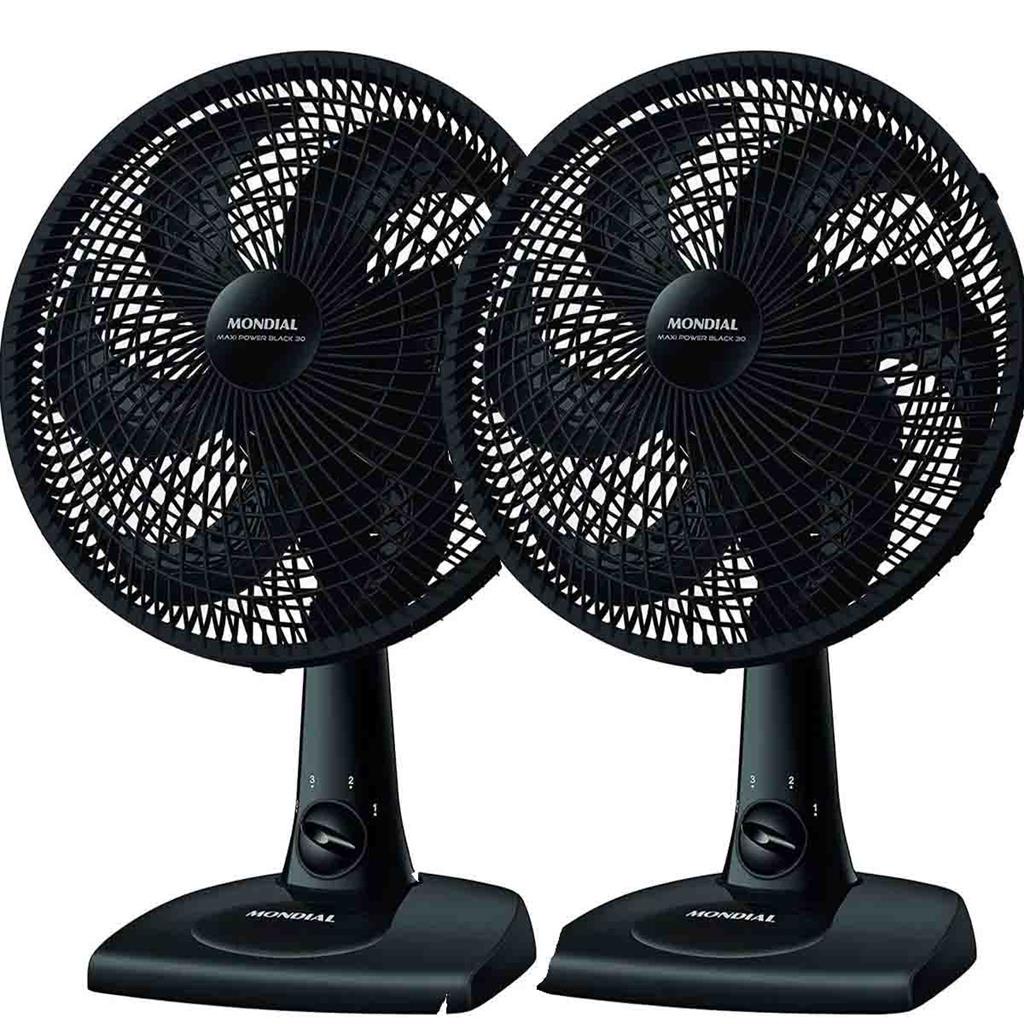 Kit 2un VENTILADOR 110V DE MESA MONDIAL 30CM 6PAS PRETO | Shopee Brasil