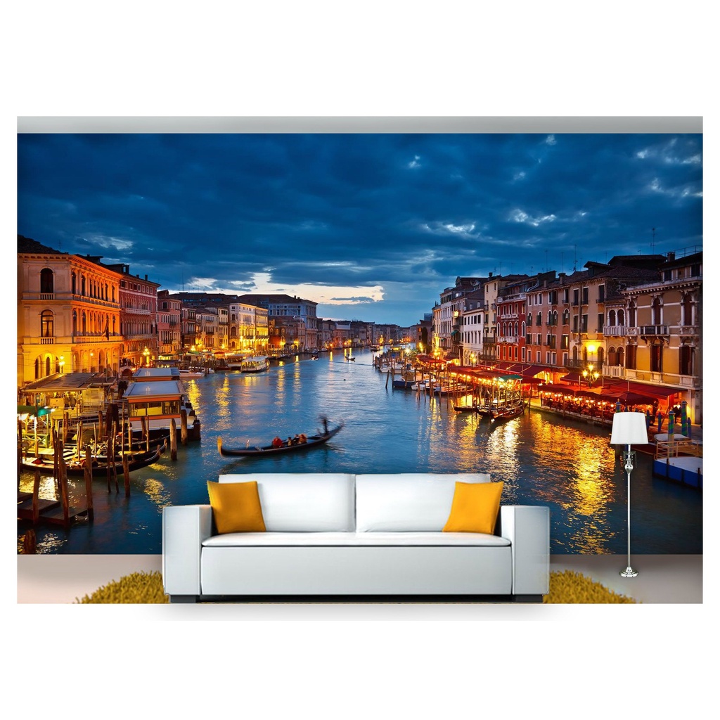 papel de parede Cidade Veneza Gondola 3D 7,5m² NCD138