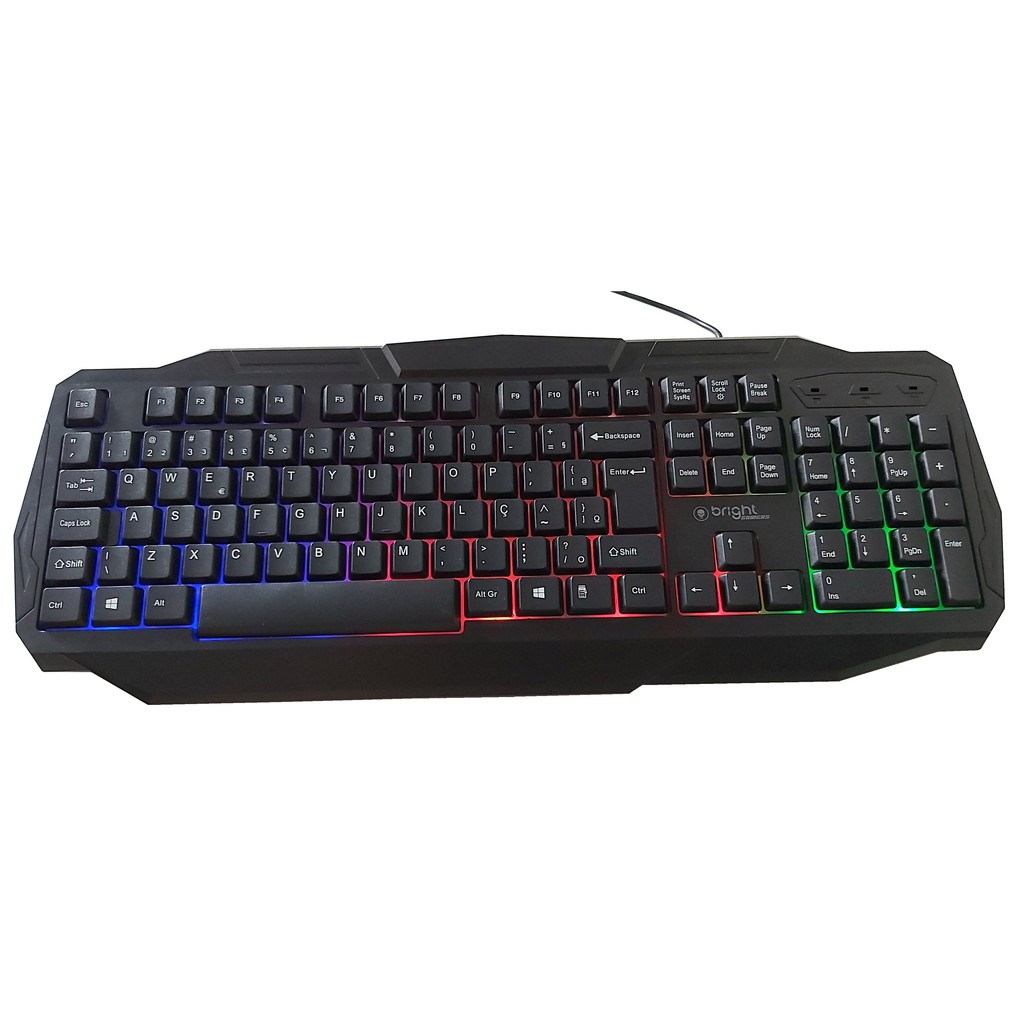 Teclado Gamer Led ABNT2 Luminoso USB 107 Teclas Preto Iluminado