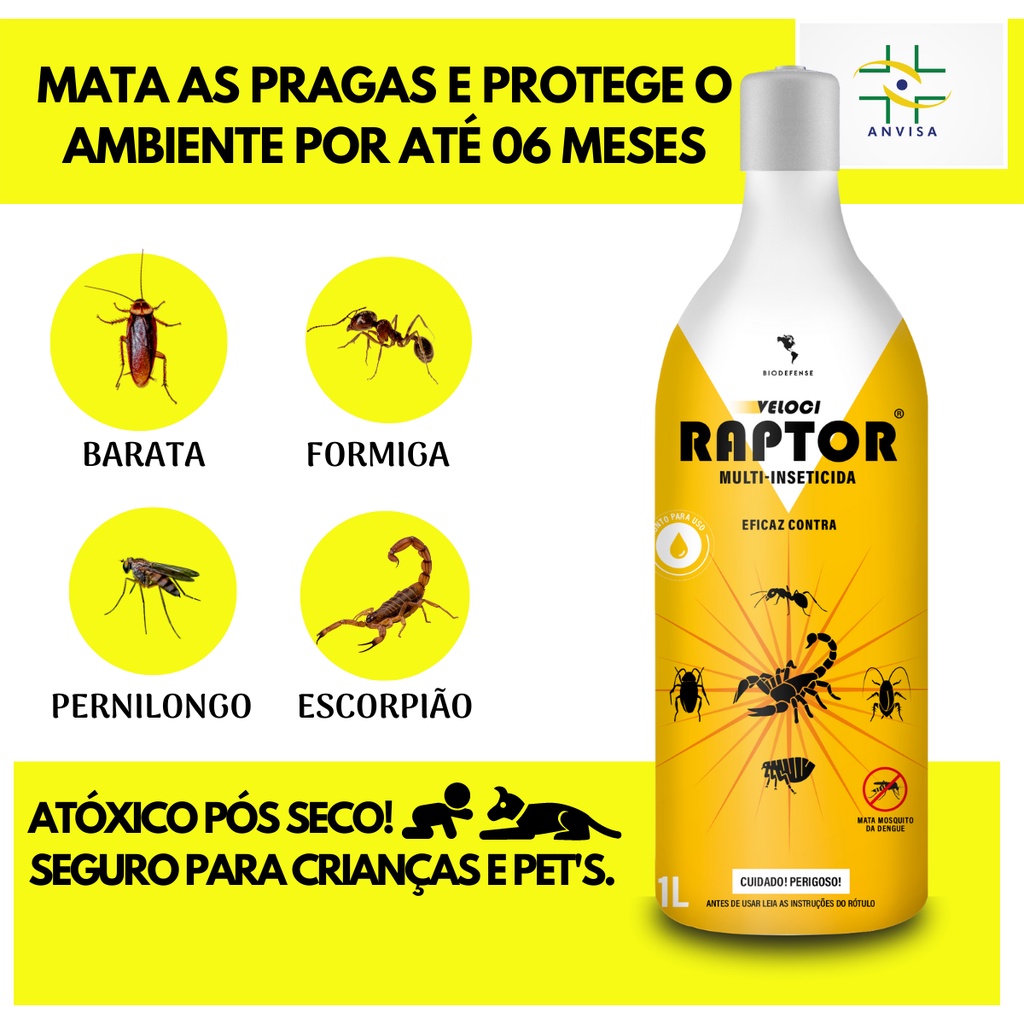 Raptor Inseticida formiga barata escorpião pulga pernilongo | Shopee Brasil