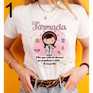 Blusa T Shirt Farmácia, Profissões Farmaceutica Curso, Faculdade, Camiseta Plus Size.