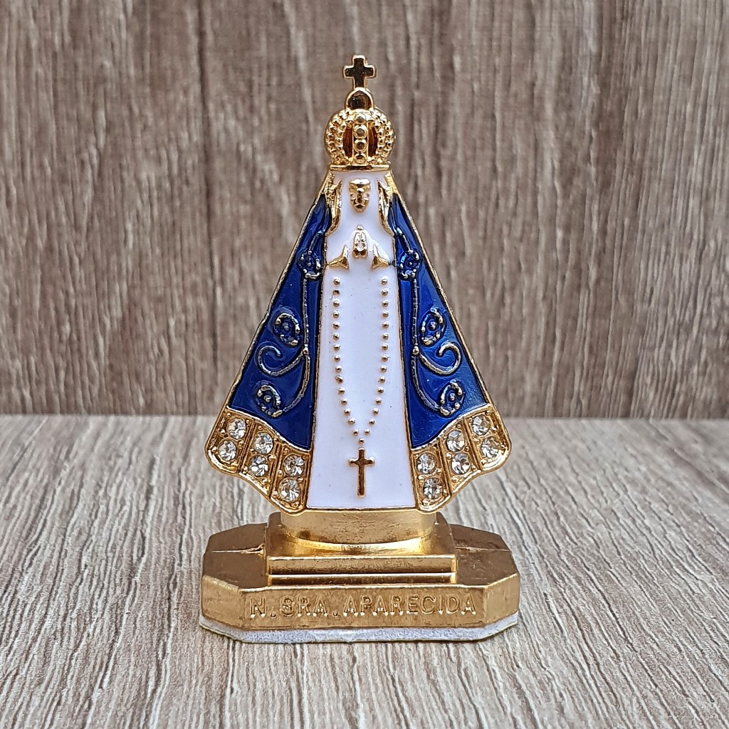 Imagem Metal De Nossa Senhora Aparecida Para Carro Dupla Face 5 Cm