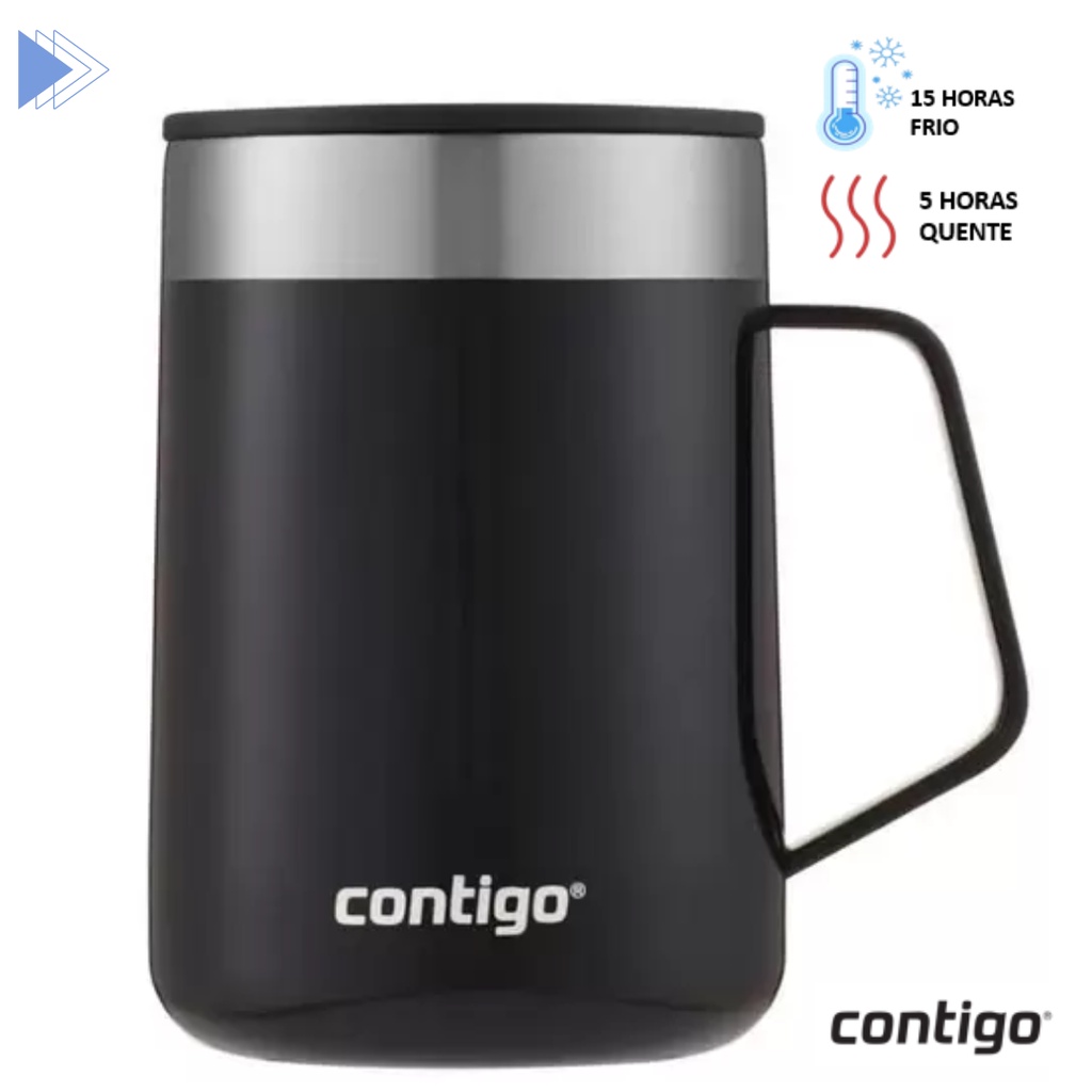 CANECA TERMICA INOX CONTIGO 414 ML PAREDE DUPLA COM TAMPA E ALÇA PRETA