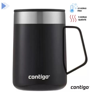 CANECA TERMICA INOX CONTIGO 414 ML PAREDE DUPLA COM TAMPA E ALÇA PRETA