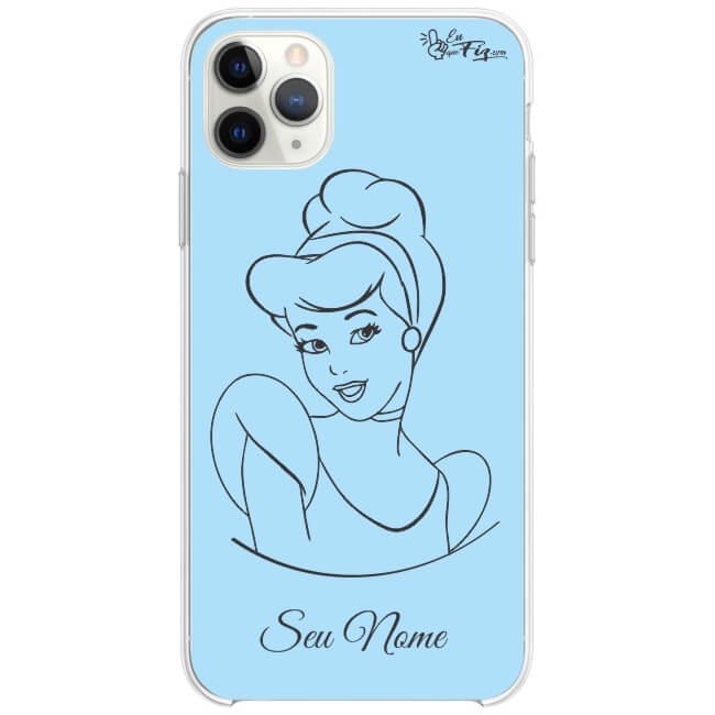 Capinha para Celular Personalizada em TPU Premium Transparente Cinderela - Princesas Disney blue - com nome para diversos modelos de celular Samsung, Apple, Motorola, Asus, LG, Xiaomi, Compatível com Android e IOS e os principais modelos de cel