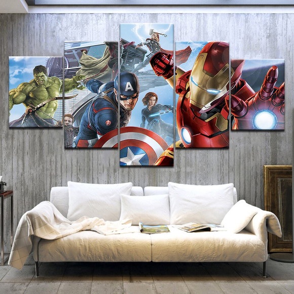 Quadro Decorativo Vingadores 5 peças