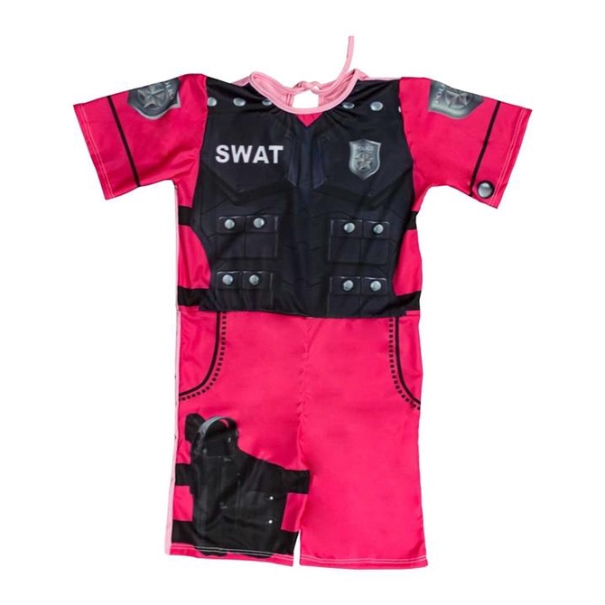 Roupa de Policial Infantil Feminina Curta Swat Rosa
