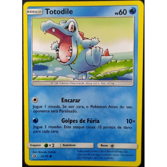 Totodile 22 70 Pokemon Tcg Original Copag Perfeito Estado Nm Shopee Brasil