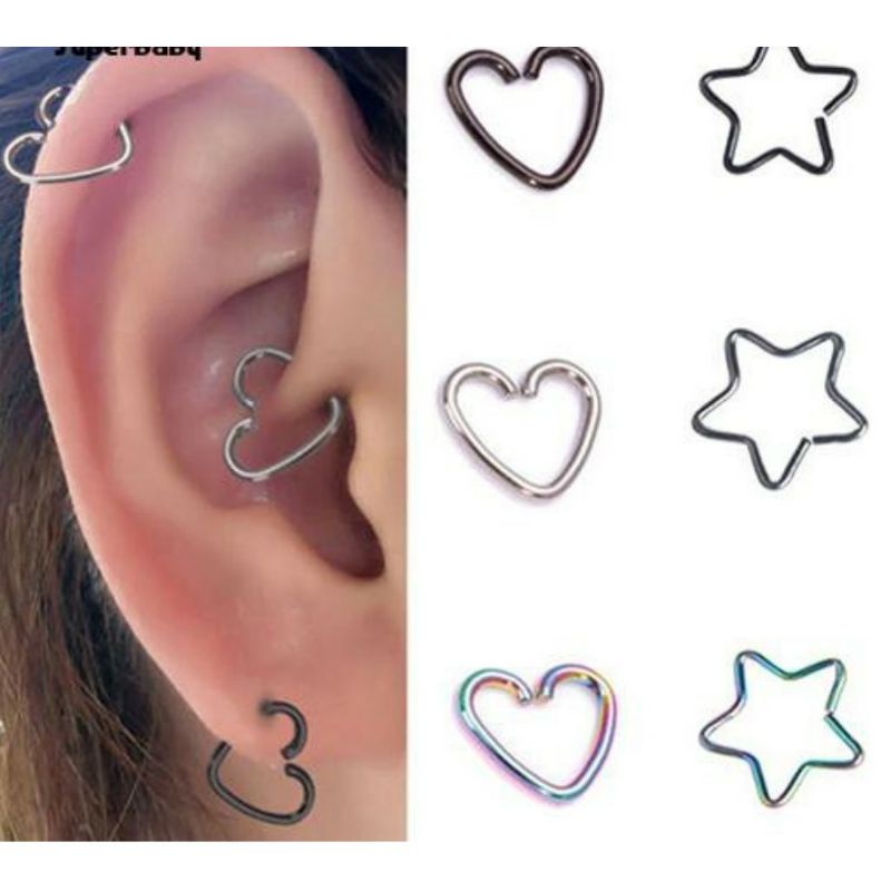 Piercing Helix Estrela Aço inox Para Cartilagem da Orelha Feminino