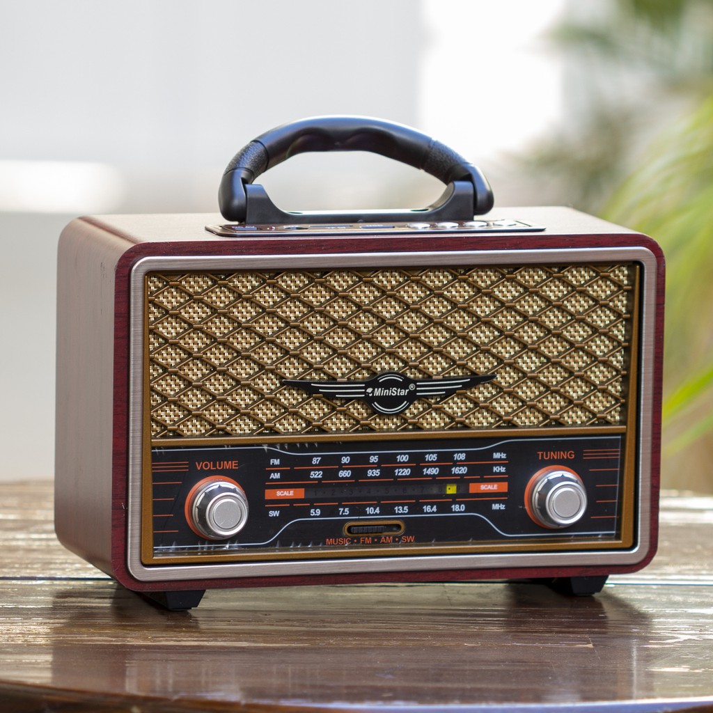 Radio Vintage Retro Bluetooth Bateria Am Fm Sw Usb Madeira MS156 BeeCost